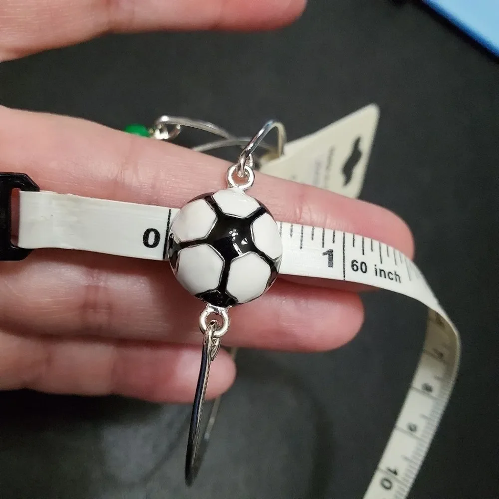 Child's silver tone soccer three piece bracelet 7
